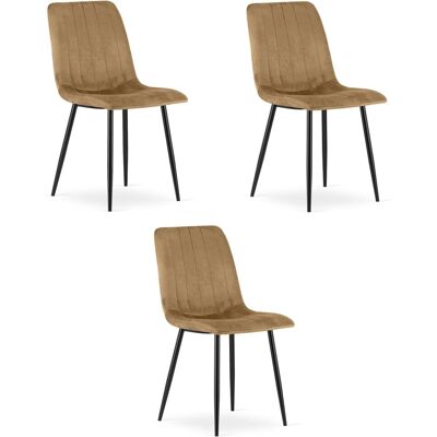 AKORD Sedia Lava - Velluto Marrone / Gambe Nere X 3 AKORD Sedia Lava - Velluto Marrone / Gambe Nere X 3