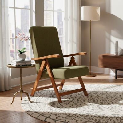 MITEPEK Poltrona Caprera Regolabile 4 Posizioni In Legno Di Faggio Rovere E Tessuto Verde – Comfort E Versatilità MITEPEK Poltrona Caprera Regolabile 4 Posizioni In Legno Di Faggio Rovere E Tessuto Verde – Comfort E Versatilità