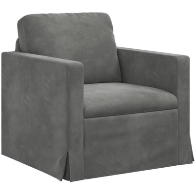 VIDAXL Divano Grigio Scuro 78 X 78 X 80 Cm Velluto VIDAXL Divano Grigio Scuro 78 X 78 X 80 Cm Velluto