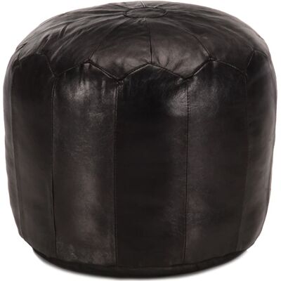 VIDAXL Pouf Nero 40x35 Cm In Vera Pelle Di Capra - VIDAXL Pouf Nero 40x35 Cm In Vera Pelle Di Capra -