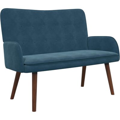VIDAXL Divano A 2 Posti Blu 115 X 61 X 87 Cm Velluto VIDAXL Divano A 2 Posti Blu 115 X 61 X 87 Cm Velluto