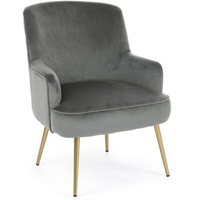 BIZZOTTO Poltrona 'clelia' In Velluto Con Piedi Ottone Anticato Arredamento Per Salotto Moderno -grigio BIZZOTTO Poltrona 'clelia' In Velluto Con Piedi Ottone Anticato Arredamento Per Salotto Moderno -grigio