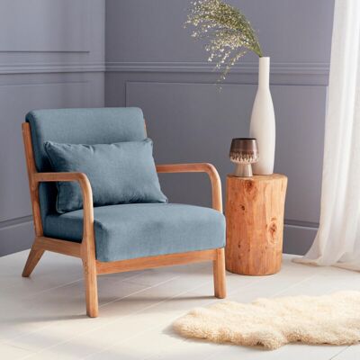 Sweeek Poltrona Blu in Legno e Tessuto Scandinavo Sweeek Poltrona Blu in Legno e Tessuto Scandinavo