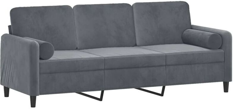 VIDAXL Divano a 3 Posti con Cuscini Grigio Scuro 180 cm in Velluto 1 VIDAXL Divano a 3 Posti con Cuscini Grigio Scuro 180 cm in Velluto