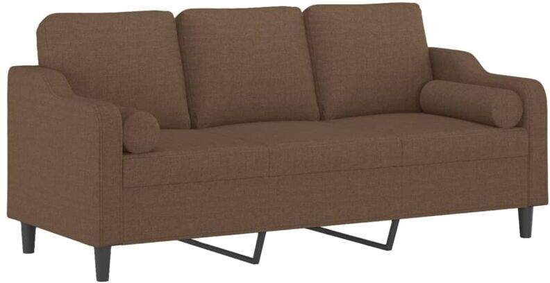 VIDAXL - Divano a 3 Posti con Cuscini Marrone 180 cm in Tessuto 1 VIDAXL - Divano a 3 Posti con Cuscini Marrone 180 cm in Tessuto