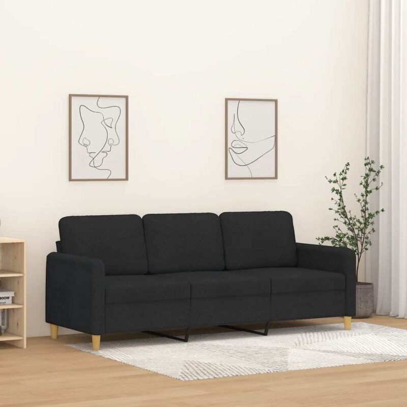 VIDAXL - Divano a 3 Posti Nero 180 cm in Tessuto 1 VIDAXL - Divano a 3 Posti Nero 180 cm in Tessuto