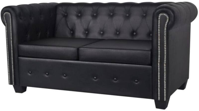 VIDAXL - Divano Chesterfield a 2 Posti in Finta Pelle Nero 1 VIDAXL - Divano Chesterfield a 2 Posti in Finta Pelle Nero