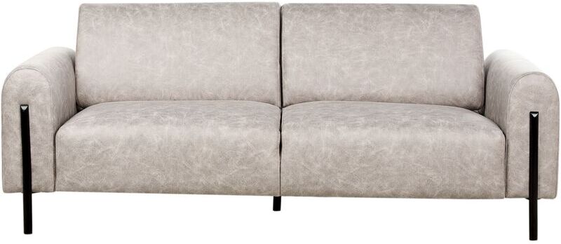 BELIANI - Divano moderno 3 posti rivestito in tessuto effetto pelle grigio Askim 1 BELIANI - Divano moderno 3 posti rivestito in tessuto effetto pelle grigio Askim