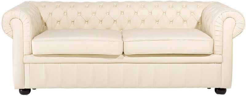 BELIANI - Divano vintage a 3 posti in pelle beige Chesterfield 1 BELIANI - Divano vintage a 3 posti in pelle beige Chesterfield
