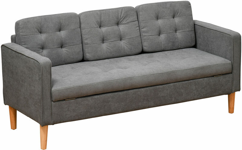 Homcom Divano 3 Posti Moderno in Tessuto Grigio con Vano Contenitore e Design Scandinavo, Grigio, 166.5x62x82cm Aosom 1 Homcom Divano 3 Posti Moderno in Tessuto Grigio con Vano Contenitore e Design Scandinavo, Grigio, 166.5x62x82cm Aosom