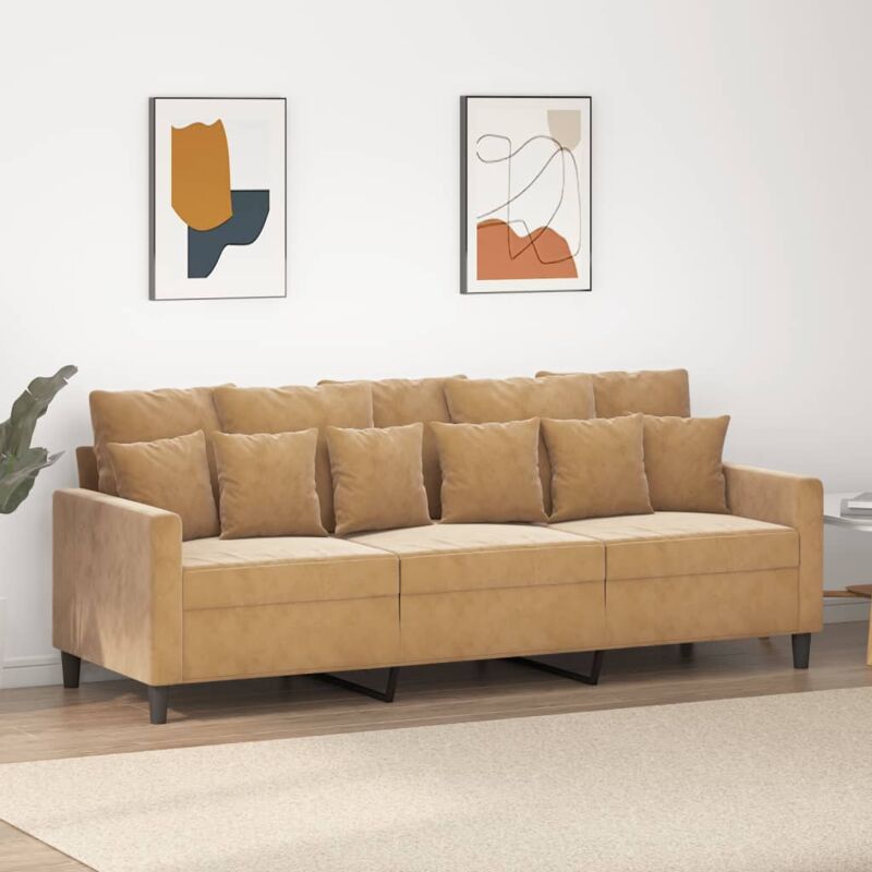 VIDAXL - Divano a 3 Posti Marrone 180 cm in Velluto