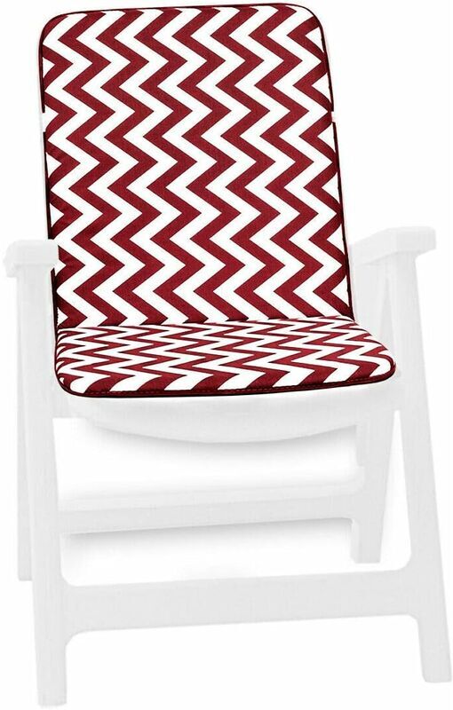 Emmevi Cuscino Sedia Poltrona Morbido a Righe Zig Zag Casa Giardino Interno Esterno 100% Made In Italy - Rosso