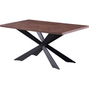 LIFE INTERIORS - Duke Lux Single Dining Table, Solid Metal Legs And Wooden Top, Noce - Walnut LIFE INTERIORS - Duke Lux Single Dining Table, Solid Metal Legs And Wooden Top, Noce - Walnut