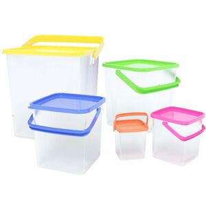 HERZBERG Set Di Contenitori Per Alimenti Cubici Angolari 5-in-1 Con Manico HERZBERG Set Di Contenitori Per Alimenti Cubici Angolari 5-in-1 Con Manico