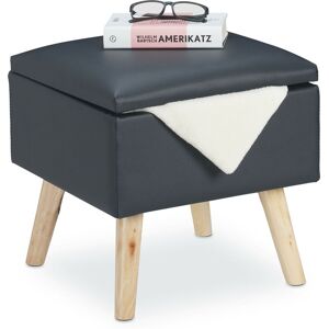 RELAXDAYS Pouf Contenitore In Ecopelle, 40 X 40 X 40 Cm, Sgabello Da Salotto, Cubo Con Coperchio Imbottito, Grigio Scuro - RELAXDAYS Pouf Contenitore In Ecopelle, 40 X 40 X 40 Cm, Sgabello Da Salotto, Cubo Con Coperchio Imbottito, Grigio Scuro -