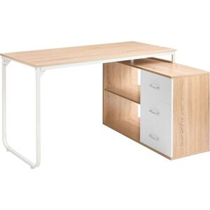 BELIANI Scrivania Da Ufficio Domestico Angolare Con 2 Ripiani E 3 Cassetti 140 X 100 Cm Marrone Chiaro Sogne BELIANI Scrivania Da Ufficio Domestico Angolare Con 2 Ripiani E 3 Cassetti 140 X 100 Cm Marrone Chiaro Sogne