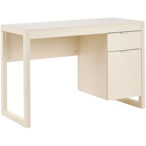 BELIANI Scrivania Da Ufficio In Stile Scandinavo Con Cassetti In Legno 110x50 Cm Beige Chiaro Johnson BELIANI Scrivania Da Ufficio In Stile Scandinavo Con Cassetti In Legno 110x50 Cm Beige Chiaro Johnson