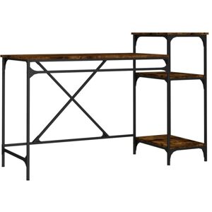 HELLOSHOP26 Scrivania tavolo postazione di lavoro mobile per computer studio e scaffali rovere affumicato 135 x 50 x 90 cm legno ingegnerizzato/ferro marrone HELLOSHOP26 Scrivania tavolo postazione di lavoro mobile per computer studio e scaffali rovere affumicato 135 x 50 x 90 cm legno ingegnerizzato/ferro marrone