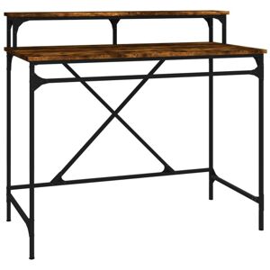 HELLOSHOP26 Scrivania tavolo postazione di lavoro mobile per computer studio in rovere affumicato 100 x 50 x 90 cm legno ingegnerizzato e ferro marrone 020023567 HELLOSHOP26 Scrivania tavolo postazione di lavoro mobile per computer studio in rovere affumicato 100 x 50 x 90 cm legno ingegnerizzato e ferro marrone 020023567