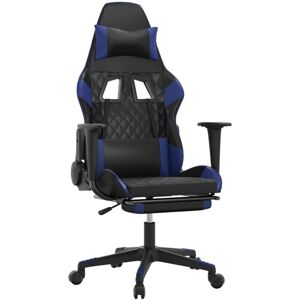 VIDAXL Sedia Da Gaming Massaggiante Poggiapiedi Nero E Blu Similpelle VIDAXL Sedia Da Gaming Massaggiante Poggiapiedi Nero E Blu Similpelle
