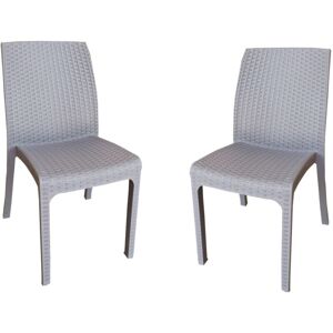 BICA - Sedia Impilabile In Polipropilene Effetto Rattan Virginia Tortora Set 2 Pezzi BICA - Sedia Impilabile In Polipropilene Effetto Rattan Virginia Tortora Set 2 Pezzi