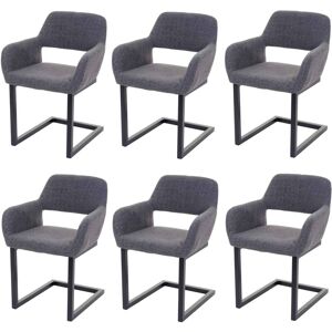 HHG Set 6x Sedie A Slitta Attesa Conferenza 870 Ii Design Retro Metallo Tessuto Grigio HHG Set 6x Sedie A Slitta Attesa Conferenza 870 Ii Design Retro Metallo Tessuto Grigio
