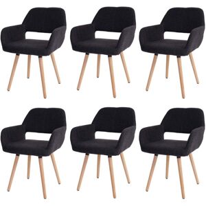 HHG Set 6x Sedie Sala Da Pranzo Soggiorno Cucina 429 Ii Design Retro Legno Tessuto Grigio Scuro HHG Set 6x Sedie Sala Da Pranzo Soggiorno Cucina 429 Ii Design Retro Legno Tessuto Grigio Scuro