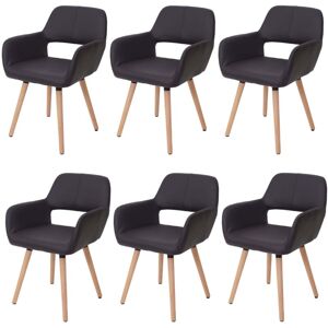 HHG Set 6x Sedie Sala Da Pranzo Soggiorno Cucina 429 Ii Design Retro Legno Ecopelle Marrone HHG Set 6x Sedie Sala Da Pranzo Soggiorno Cucina 429 Ii Design Retro Legno Ecopelle Marrone