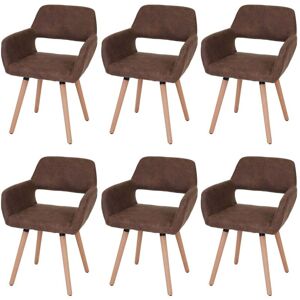 HHG Set 6x Sedie Sala Da Pranzo Soggiorno Cucina 429 Ii Design Retro Legno Tessuto Marrone Vintage HHG Set 6x Sedie Sala Da Pranzo Soggiorno Cucina 429 Ii Design Retro Legno Tessuto Marrone Vintage