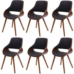 HHG Set 6x Sedie Poltroncine Sala Da Pranzo Design Retro Elegante 563 Design Retro Legno Ecopelle Nero HHG Set 6x Sedie Poltroncine Sala Da Pranzo Design Retro Elegante 563 Design Retro Legno Ecopelle Nero