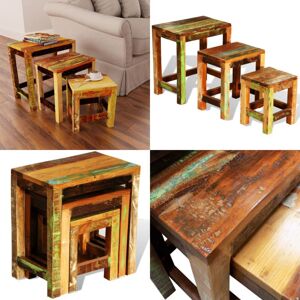 VIDAXL Tavolini Impilabili Set 3 Pz In Legno Vintage Di Recupero - Tavoli In Legno - Mobili In Legno Di Recupero VIDAXL Tavolini Impilabili Set 3 Pz In Legno Vintage Di Recupero - Tavoli In Legno - Mobili In Legno Di Recupero