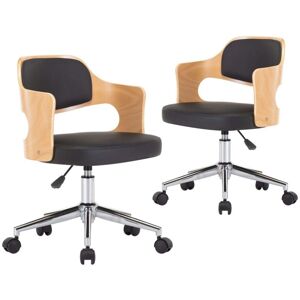 VIDAXL Sedie Da Pranzo Girevoli 2 Pz Nere In Legno Curvo E Similpelle VIDAXL Sedie Da Pranzo Girevoli 2 Pz Nere In Legno Curvo E Similpelle