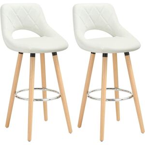 WOLTU - Set 2 - Bianco - FauxLeatherSolidWood - Sgabelli da bar WOLTU - Set 2 - Bianco - FauxLeatherSolidWood - Sgabelli da bar