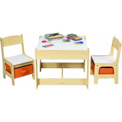 COSTWAY - Set Tavoli Per Bambini In Legno - Tavolino Bambini, Sgabelli, Lavagna Cassetti E Contenitore, Scrivania Tavolino Multiuso, Beige COSTWAY - Set Tavoli Per Bambini In Legno - Tavolino Bambini, Sgabelli, Lavagna Cassetti E Contenitore, Scrivania Tavolino Multiuso, Beige