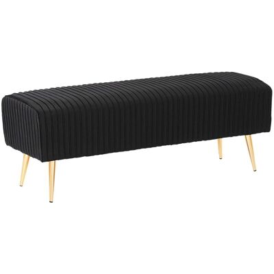 BELIANI Panca In Velluto Nero Imbottito Gambe In Metallo Dorato 118 Cm Glamour Paterson BELIANI Panca In Velluto Nero Imbottito Gambe In Metallo Dorato 118 Cm Glamour Paterson