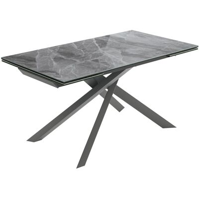STONES Tavolo Allungabile Cross 160-240x90 Cm, Top In Ceramica Marmo Grigio Lucido, Struttura In Metallo Antracite - Design Moderno Esclusivo STONES Tavolo Allungabile Cross 160-240x90 Cm, Top In Ceramica Marmo Grigio Lucido, Struttura In Metallo Antracite - Design Moderno Esclusivo