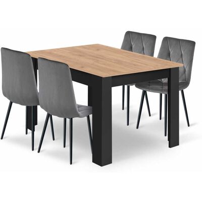 AKORD Set Composto Da Tavolo Np 120x80cm Craft Nero + 4 Sedie Grigio Bilancia AKORD Set Composto Da Tavolo Np 120x80cm Craft Nero + 4 Sedie Grigio Bilancia