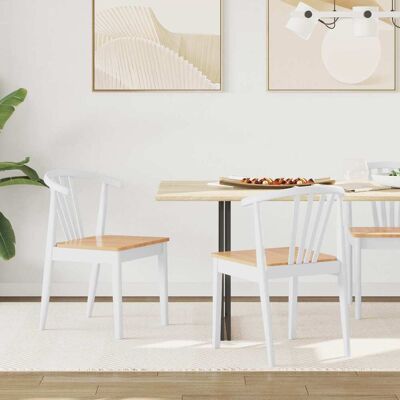 VIDAXL Sedia Da Pranzo 2 Pcs Bianco E Naturale VIDAXL Sedia Da Pranzo 2 Pcs Bianco E Naturale