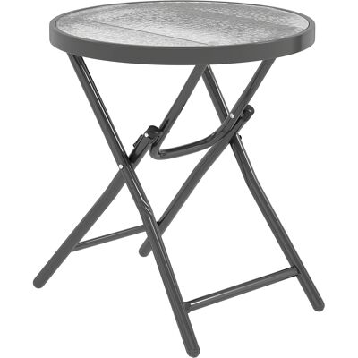 Zone Tavolino Rotondo Da Bistrot Da Giardino Ø 60 X 50h Cm Pieghevole Metallo Nero Piano In Vetro Temperato Nero Zone Tavolino Rotondo Da Bistrot Da Giardino Ø 60 X 50h Cm Pieghevole Metallo Nero Piano In Vetro Temperato Nero