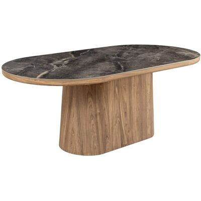 MEUBLORAMA Tavolo Da Pranzo Lumea – Ovale 200 Cm – Effetto Marmo Grigio – Piede Largo – Stile Contemporaneo MEUBLORAMA Tavolo Da Pranzo Lumea – Ovale 200 Cm – Effetto Marmo Grigio – Piede Largo – Stile Contemporaneo