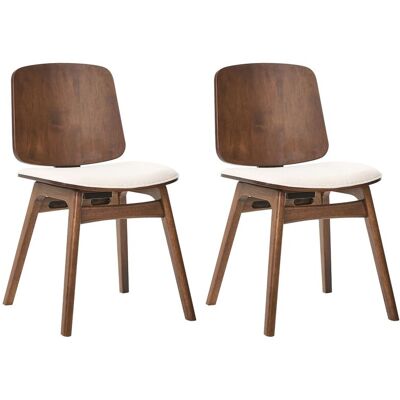 BELIANI Set Di 2 Sedie Da Pranzo Con Struttura In Legno E Seduta In Tessuto Senza Braccioli Marrone E Beige Chiaro Charleston BELIANI Set Di 2 Sedie Da Pranzo Con Struttura In Legno E Seduta In Tessuto Senza Braccioli Marrone E Beige Chiaro Charleston