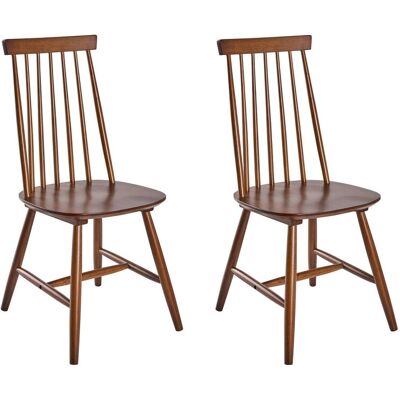 BELIANI Set Di 2 Sedie Da Pranzo Con Schienale A Doghe In Legno Di Gomma, Stile Rustico Marrone Burbank BELIANI Set Di 2 Sedie Da Pranzo Con Schienale A Doghe In Legno Di Gomma, Stile Rustico Marrone Burbank