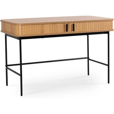 OEM Scrivania Allungabile Trish 120 Cm In Rovere Scanalato, Stile Loft Moderno OEM Scrivania Allungabile Trish 120 Cm In Rovere Scanalato, Stile Loft Moderno