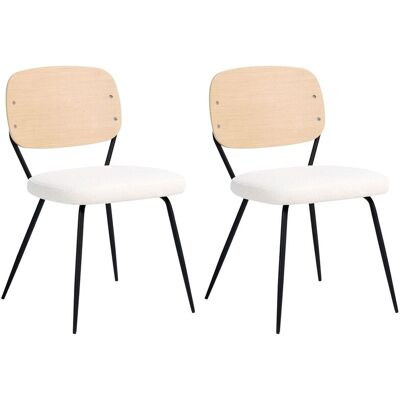 BELIANI Set Di 2 Sedie Da Pranzo Boucle Con Gambe In Ferro Nero Senza Braccioli, Design Minimalista Moderno, Colore Bianco Sporco Eileen BELIANI Set Di 2 Sedie Da Pranzo Boucle Con Gambe In Ferro Nero Senza Braccioli, Design Minimalista Moderno, Colore Bianco Sporco Eileen