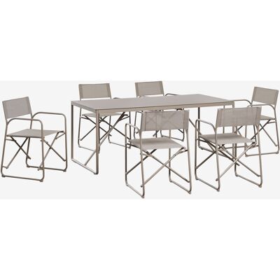 SKLUM Set Da Tavolo Rettangolare 185x85 Cm E 6 Sedie Da Regista Pieghevoli In Acciaio Melida SKLUM Set Da Tavolo Rettangolare 185x85 Cm E 6 Sedie Da Regista Pieghevoli In Acciaio Melida