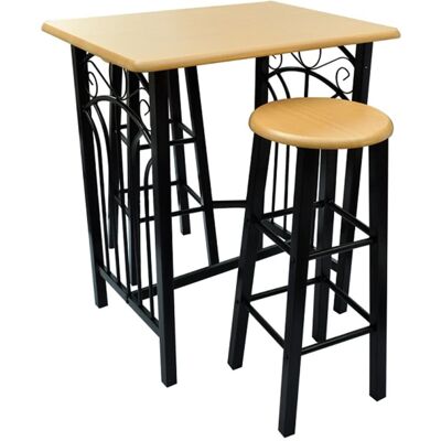 VIDAXL Tavolo E Sgabelli Da Bar Set 3 Pz In Legno E Acciaio VIDAXL Tavolo E Sgabelli Da Bar Set 3 Pz In Legno E Acciaio