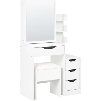 BELIANI Toletta Con Specchio E Sgabello In Mdf Con 4 Cassetti E 3 Ripiani Bianca Gatineau BELIANI Toletta Con Specchio E Sgabello In Mdf Con 4 Cassetti E 3 Ripiani Bianca Gatineau