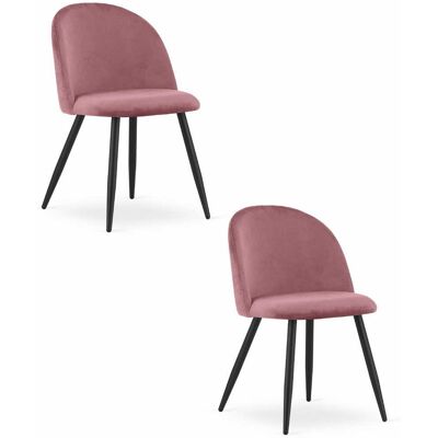 AKORD Sedia Bello - Velluto Rosa Scuro / Gambe Nere X 2 AKORD Sedia Bello - Velluto Rosa Scuro / Gambe Nere X 2