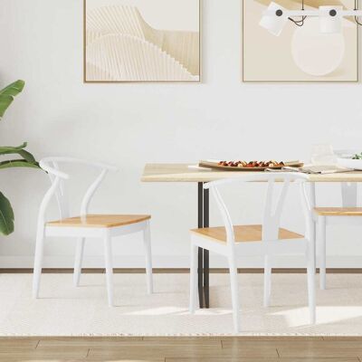 VIDAXL Sedia Da Pranzo 2 Pcs Bianco E Naturale Legno Di Gomma VIDAXL Sedia Da Pranzo 2 Pcs Bianco E Naturale Legno Di Gomma