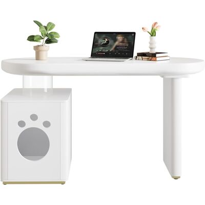 RETROK Scrivania 117 X 50 X 76 Cm, Completamente Laccata Con Bordi Arrotondati, Gambe Spesse 5 Cm Per Un'elevata Stabilità, Stile Moderno, Bianco RETROK Scrivania 117 X 50 X 76 Cm, Completamente Laccata Con Bordi Arrotondati, Gambe Spesse 5 Cm Per Un'elevata Stabilità, Stile Moderno, Bianco